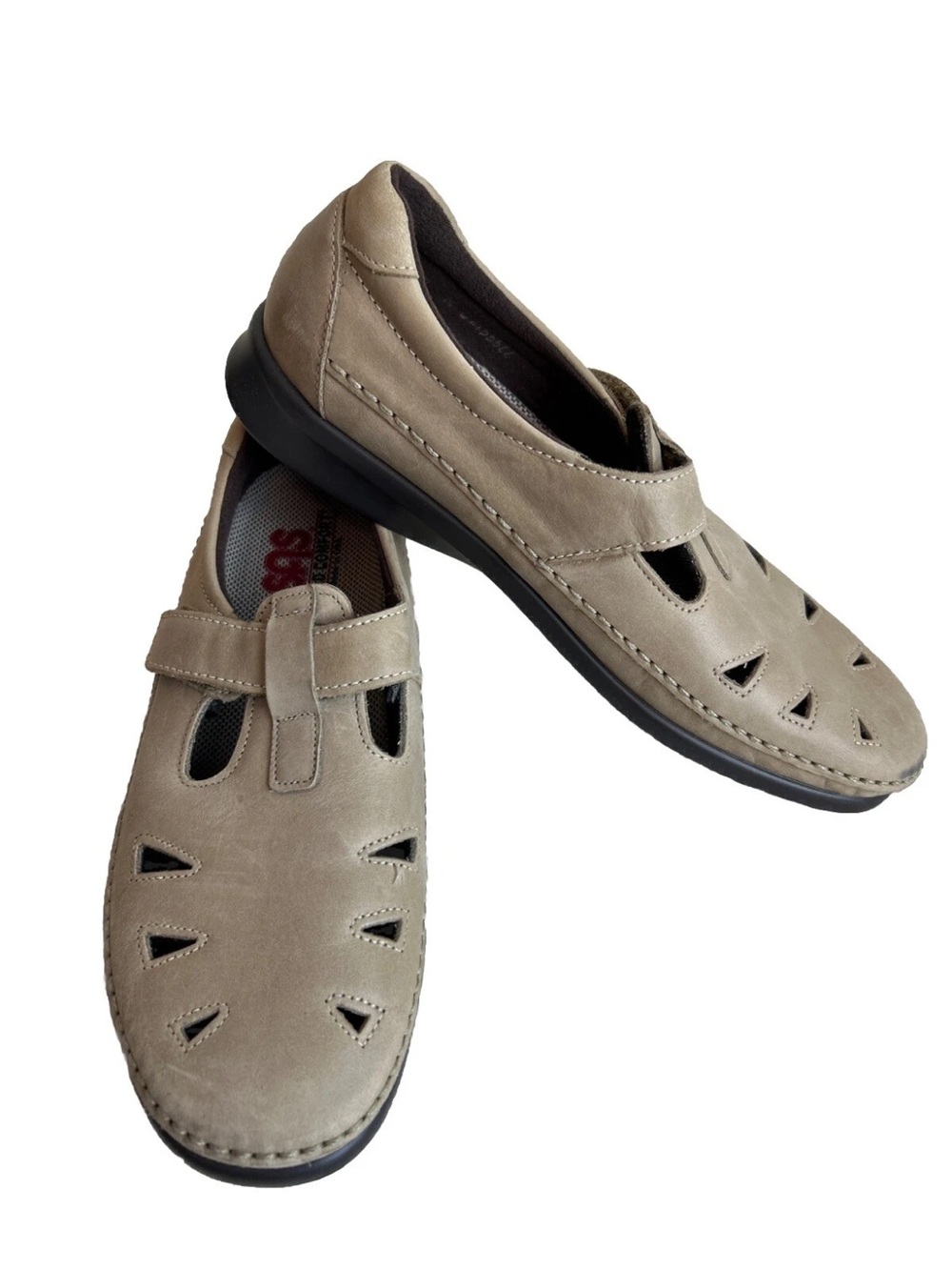 SAS Roamer Mary Jane T Strap Comfort Walking Shoes Tan Nubuck Leather  US 10 M